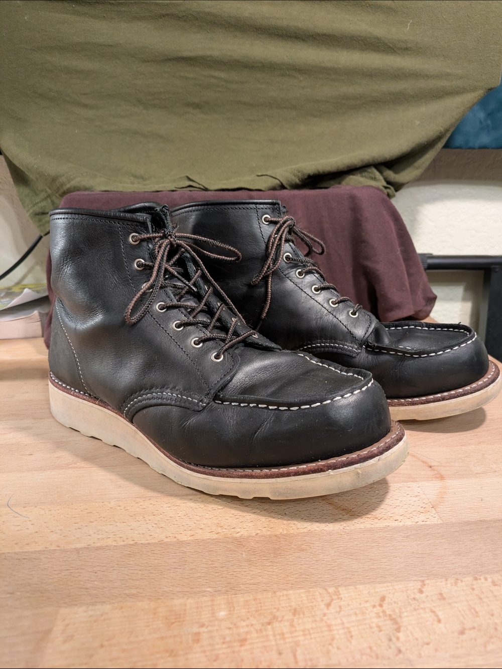 Red Wing Shoes, Black, Classic Moc  Boot with Cream Sole